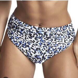 Panache Serengeti Midi Gathered Swim Brief - Blue Animal - 14 - NWT